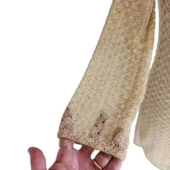 Lucky Brand Dress Retro Crochet Women XS 70s Layers Gold Crochet Fairy Y2K Boho - Picture 8 of 13